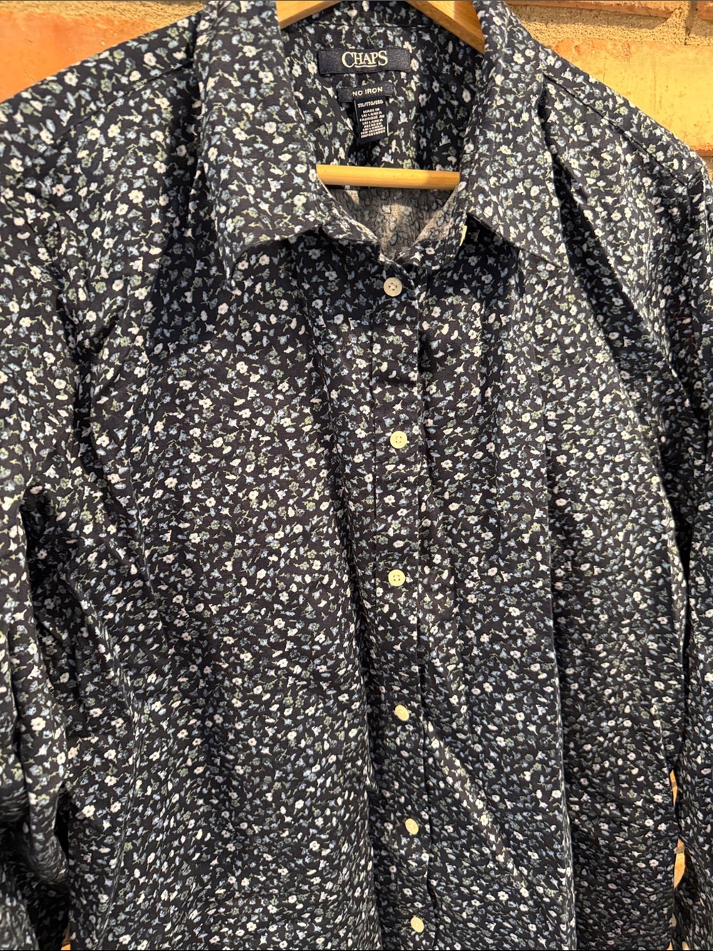 Chaps womens Navy Floral-Print Button Down Shirt